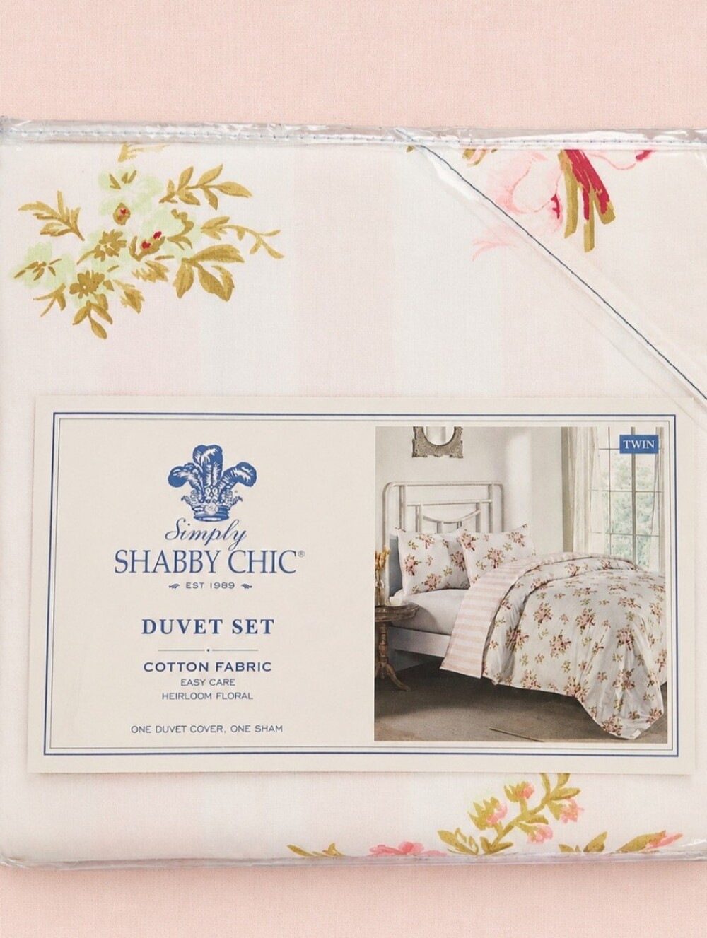 NIP Simply Shabby Chic Heirloom Floral Twin Duvet Set Reversible Cottagecore Bed